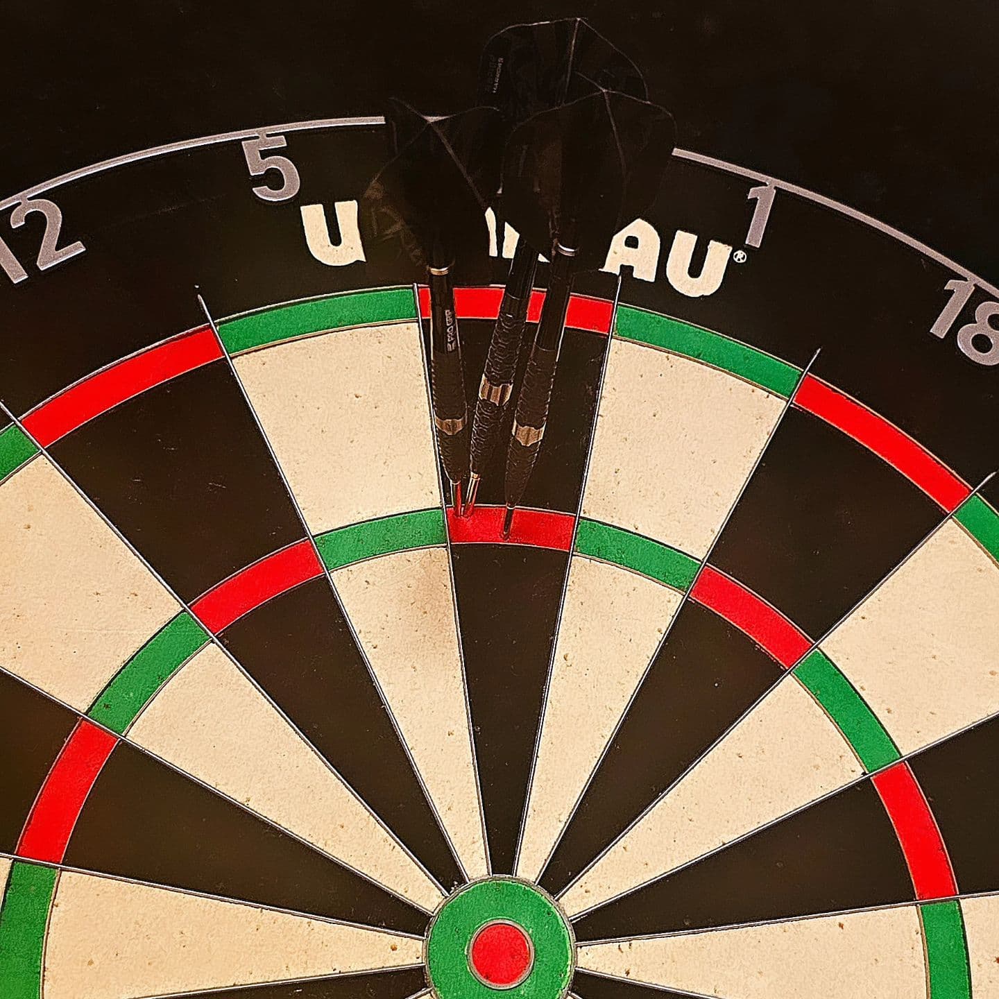 My first 180 with my new steel darts from dartshopper on my Blade 6 Triple Core board.